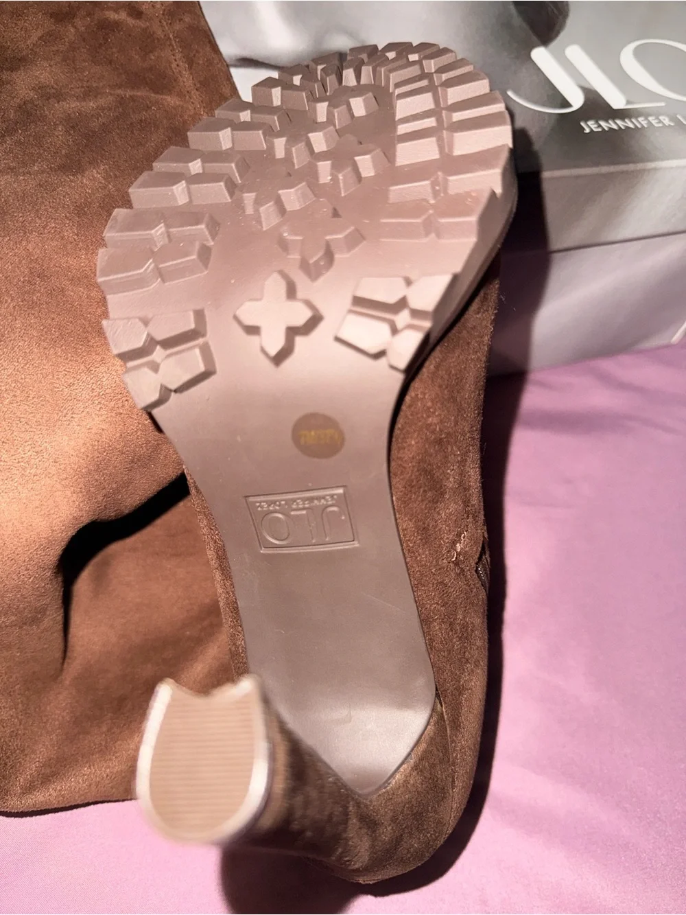 Jennifer Lopez Chestnut Suede Over-the-Knee Stiletto Boot